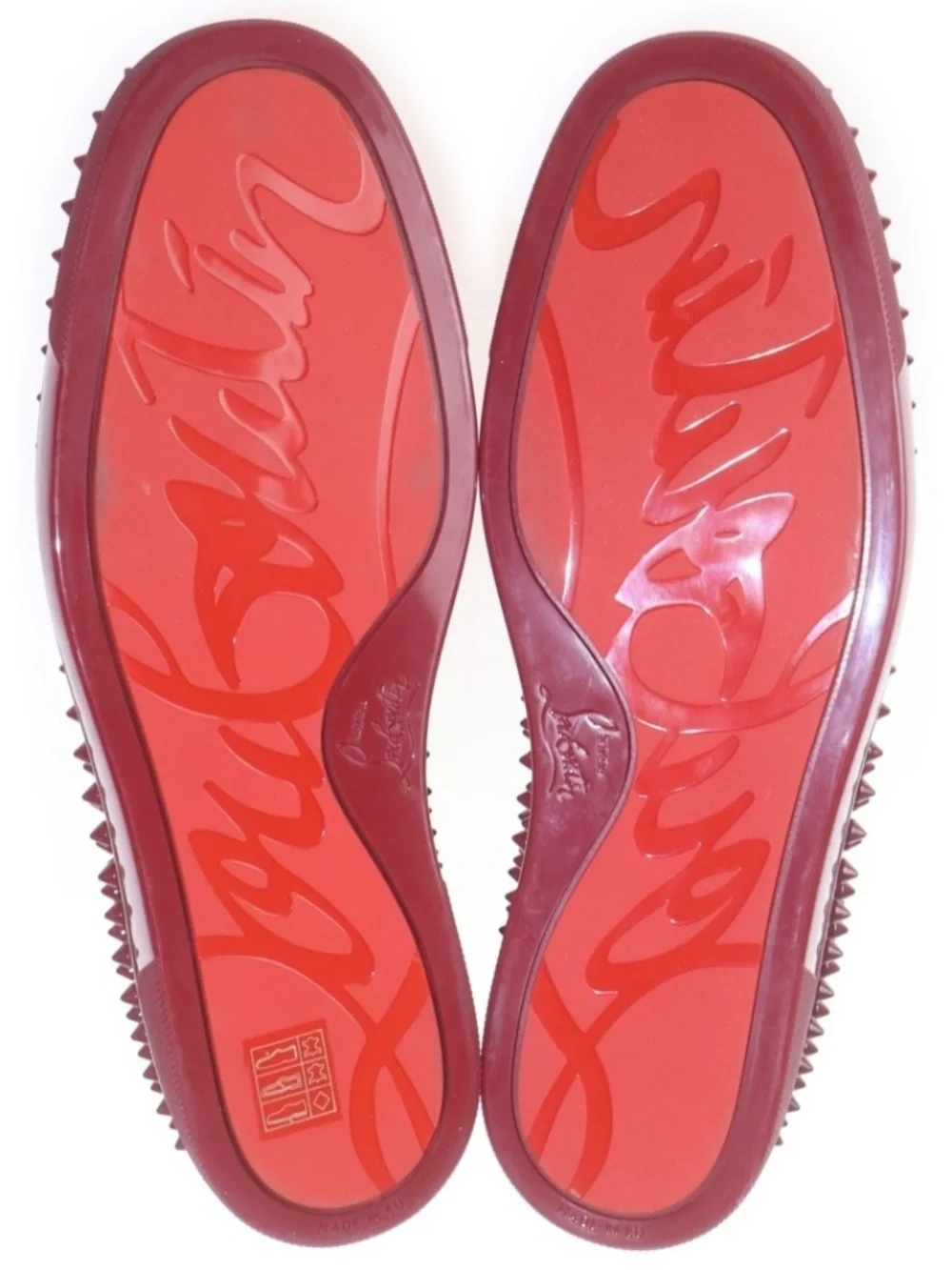 Christian Louboutin Roller-Boat Spikes Burgundy Patent Sneakers Sz 42.5